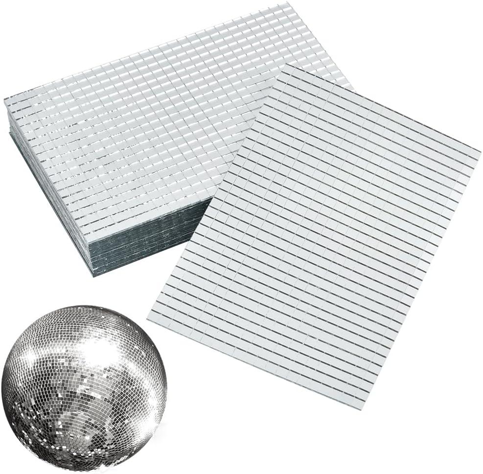 OTYMIOW 12000Pieces Self-Adhesive Mirror Tiles Disco Ball Mirror Tile Square Glass Mosaic Stickers Mini Tile for Craft DIY Glass Tiles Decorations Making (5 x 5 mm Silver)