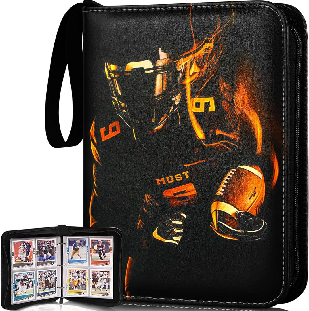 Football Card Binder,2025-2026 Sports Trading Card with Sleeves Holder Album,440 Pockets Rugby Card Holder Sheets Display Storage Protectors for Collectors Boys and Girls Gift (football-style 1)