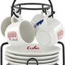 IMUSA 8pc 1.5oz Cuba Espresso Cups & Saucers Set w/Rack