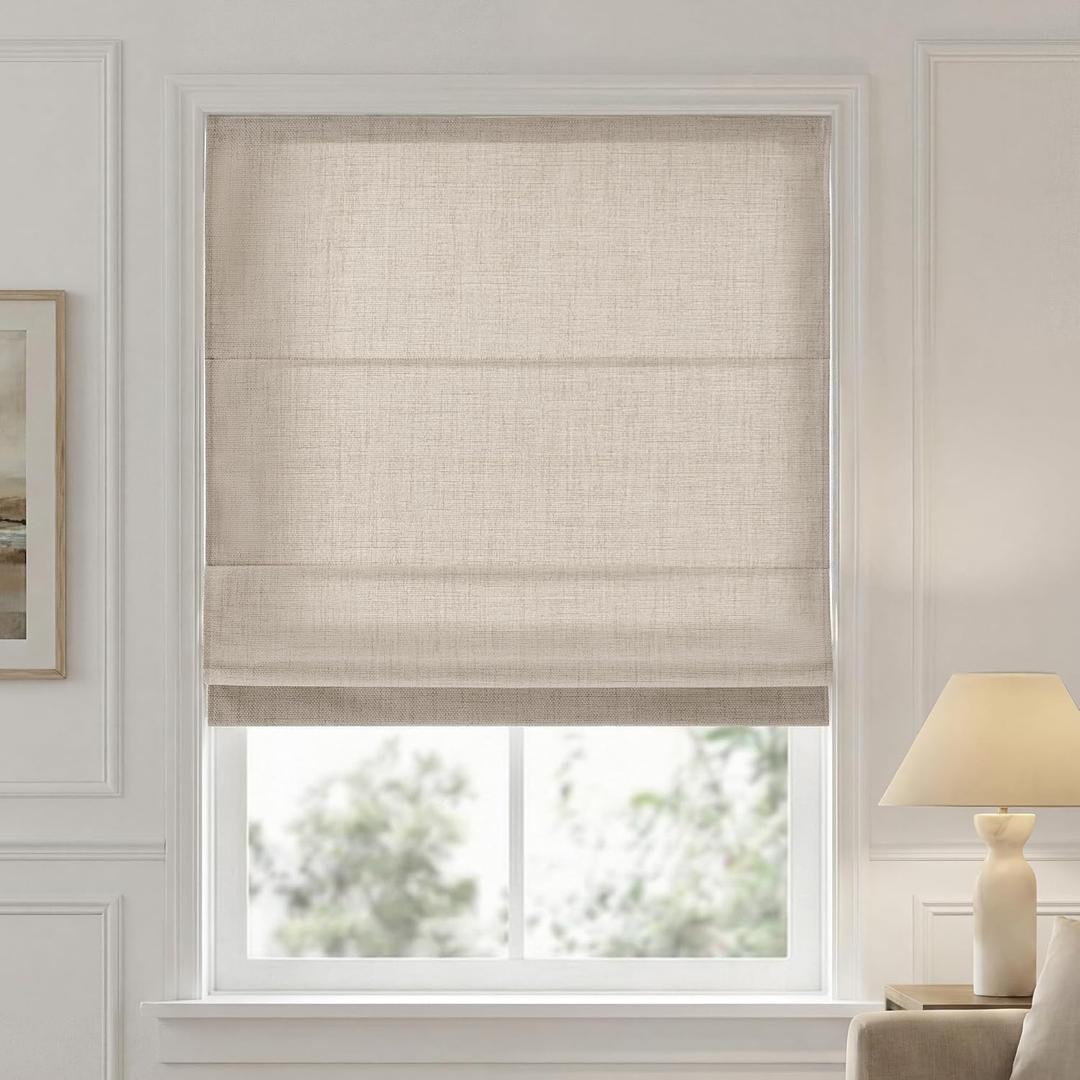 Madison Park Cordless Roman Shades for Indoor Windows, 34x64 Neutral