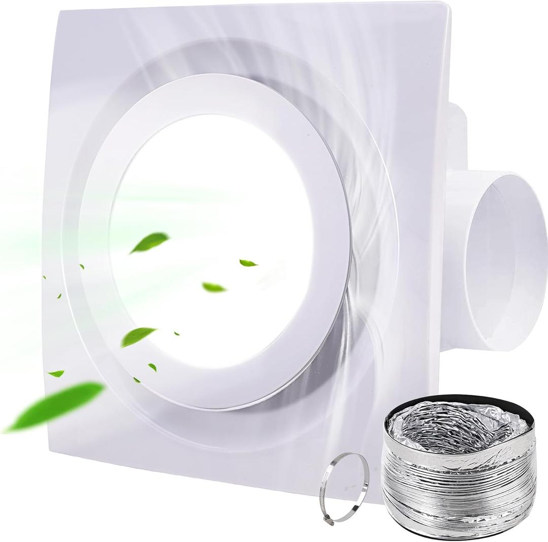 FEITON Bathroom Fan with Light Exhaust Fan Ceiling Mount Vent Fan Light Combo, 30W, 110V, 110 CFM 1.0 Sones, Square Quiet Ventilation Fan with LED Light (White)