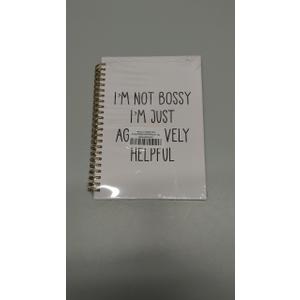 hold fizz Funny Office Notebooks Journal for Work, Sarcastic Gifts, I'm Not Bossy I'm Just Aggressively Helpful, Office Supplies for Desk, White Spiral Notebook 5.5 x 8.3