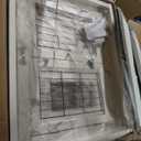 Piskyet Wooden Dog Crate Furniture with 360Rotatable Removable Dog Bowls, Dog Crate End Table with Tray, Double Doors Dog Kennels for Dogs(M:31.8" L*22.1" W*24.1" H,Marble White)