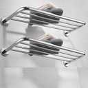 30inch Lengthened Shower Towel Shelf, 2-Tier Towel Rack for Bathroom Wall Mount, Stainless Steel Bath Towel Holders for Toilet Double Tier, Polished Finish