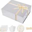 UoeRing 1 Extra Large Silver Gift Box 20x16x7 inch Luxury Gift Box for Presents with Magnetic Closure Lid Collapsible,Birthday,Christmas,Contains Card, Ribbon,Tissue Paper,Shredded Paper Filler
