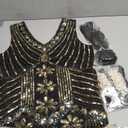 Women's 1920s Flapper Dress Vintage Lace Fringed Gatsby Cocktail Dress with 20s Accessories Set XL