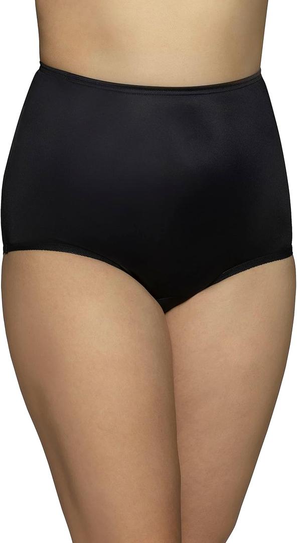 Vanity Fair Women's Underwear Perfectly Yours Traditional Cotton Brief Panties (5, Nylon - Midnight Black)