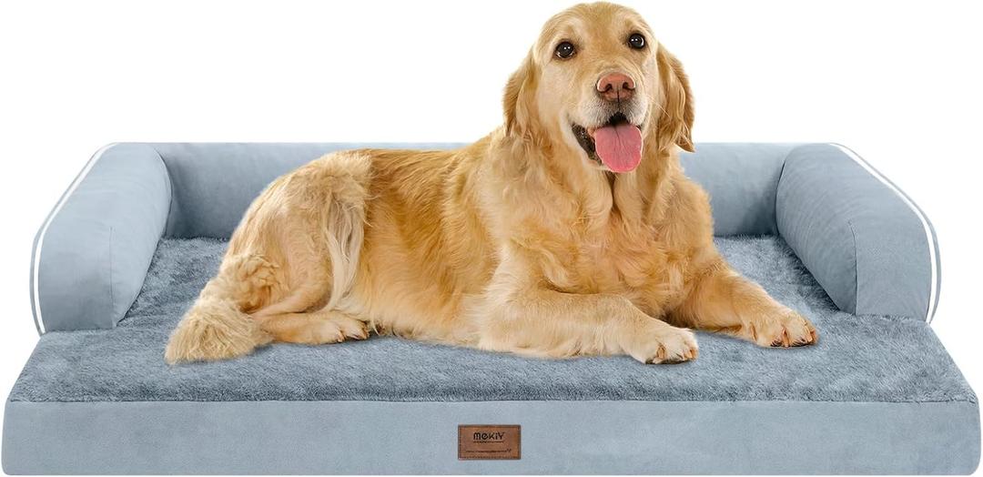 Extra Large Dog Bed Orthopedic Waterproof: Memory Foam Dog Bed for XL XLarge Extra Big Dogs - Couch Sofa - Washable with Removable Cover (Grey)