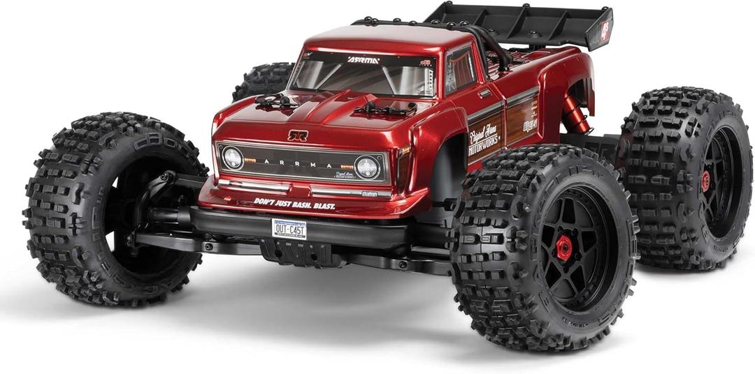 ARRMA RC Truck Outcast 4X4 4S BLX 1/10TH 4WD Stunt Truck RTR (Battery and Charger Not Included), Red, ARA4410V2T4