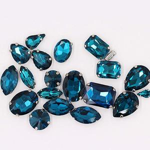 Sew on Rhinestones with Claws, Mixed Shapes Glass Rhinestones for Crafts, Costume, Shoes, Jewelry Making, Rings, Bracelets, Earrings, Necklaces, Belt(20 pcs),Peacock Blue