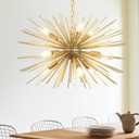 24" Modern Golden Sputnik Chandelier 9-Lights Mid-Century Modern Luxury Starburst Chandelier Gold Solid Metal Satellite Sputnik Chandeliers for Dining Room, Kitchen, Bedroom, Living Room