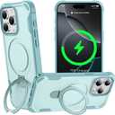 Designed for iPhone 16 Pro Case with Magnetic Stand [Military Drop Protection][Compatible with Magnet] Shockproof 16 Pro Phone Case with Ring Holder, Green