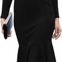 Soinku Women's Long Sleeve Bodycon Sweater Dress Fall Winter Casual Wrap Ribbed Knit Maxi Dresses (Large, Black)