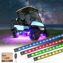 10L0L 4PCS Golf Cart Underglow LED Lights Kit for EZGO Yamaha Club Car, RGB Neon Accent Lighting 24 Modes with Wireless Remote & Music Sync, Waterproof Flexible Tubes 12V-80V Universal Fit (4 Pack (No Canopy Lights))