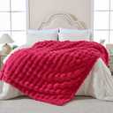 Krifey Hot Pink Bubble Blanket for Women, Soft Cloud Touch Throw for Dorm Bed, Cozy Fuzzy Plush Thick Warm Blanket, Faux Rabbit Fleece, Christmas Birthday Gifts for her Girls Mom, Room Decor, 60x80in