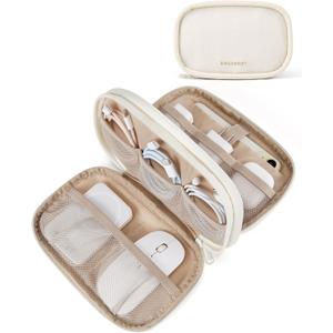 BAGSMART Electronics Organizer Travel Case, Cord Organizer for Women, Travel Cable Bag (Beige)