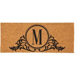 Evergreen Flag Monogram Extra Large Coir Doormat, 60x24 Inches Front Door Mat, Outdoor Indoor Entrance Rug, Non-Slip Welcome Mat for Double Doors Porch Patio, Housewarming Gift - Letter M