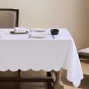 AORISSI 100% Pure Linen Scalloped Embroidery Rectangle Tablecloths 84Lx60W Inch for Dinners, Parties, Spring, Easter, Machine Washable, 6-8 Sets, 60''x84'', White(Edges-Gold)