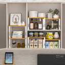 Expandable Kitchen Cabinet Organizer Shelves – Stackable Adjustable Metal and Wood Storage Racks for Countertop, Pantry, Garage Set of 2 Spice Rack – Easy Assembly, Space-Saving(1 Pack/Medium/White)