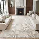 Beige 8x10 Solid Color Area Rug, Large Modern Living Room Rug