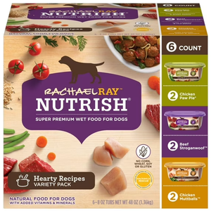 Rachael Ray Nutrish Wet Dog Food Variety Pack Hearty Recipes, six (6) 8 oz Tubs (Pack of 1) 8JAN27