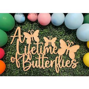 A Lifetime of Butterflies Bridal Shower Sign for Backdrop,Butterfly Theme Wedding Engagement Bachelorette Party Decorations, photo booth centerpiece decor