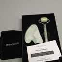 Jade Roller and Gua Sha Set  100% Natural Jade Stone Face Roller, Dual Sided Massage Roller Stimulates Blood Flow, Relieves Stress, Reduces Signs of Aging, Travel Pouch Included, Gift Box