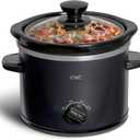 COOK WITH COLOR 2QT Mini Electric Round Slow Cooker - Adjustable Settings, Removable Stoneware Pot, Tempered Glass Lid, Dishwasher Safe, Cool-Touch Side Handles, Black