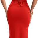 SOLY HUX Women's Bodycon Maxi Dress Halter Neck Sleeveless Backless Twist Party Club Going Out Long Dresses (Red, M)