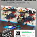 CCCEI Modular Pegboard Desk Organizer and Storage, Gaming Office Supplies Shelf Accessories with Outlets and USB, Metal Privacy Panels Peg board Deco Clamp on Table, Gifts for Men, 6FT.
