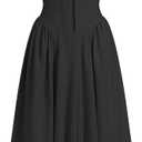 ABEHIK Women Floral Corset Dress Summer Dresses Boho Flowy Adjustable Halter Neck Lace Up Midi Dresses A Line Casual Sundress, Black, Small