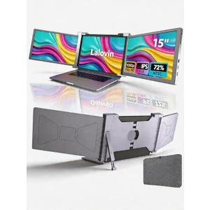 15" Laptop Screen Extender, 3.59 lbs Lightweight Portable Laptop Monitor Extender, 1080P FHD Triple Monitor for 15-17.3" Laptop,Plug-Play HDMI/USB-C/A, MacOS/Windows/Android