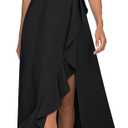Viwenni Women's Ruffle Vintage Party Evening Wedding Guest Formal Long Dresses (Medium, Black)