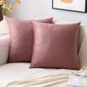 EMEMA Pack of 2 Velvet Throw Pillow Covers Decorative Square Pillowcase Soft Solid Cushion Case for Sofa Bedroom Chair Car 18x18 Inch Dusty Rose