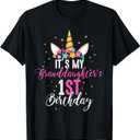 Its My Granddaughters 1st Birthay Girl Unicorn Birthday T-Shirt, Small