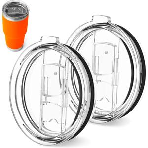 2 Pack Universal 30 oz Tumbler Lids - Sliding Closure Spill-Proof & Splash Resistant Replacement - Compatible with Yeti, Ozark Trail Rambler, and Other Double-Wall Stainless Steel Cups