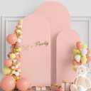 Wokceer Wedding Arch Cover Set of 3 Spandex Fitted Wedding Arch Stand Covers for Round Top Chiara Arch Backdrop Stands Cover for Birthday Party Ceremony Banquet Decoration 4ft,5ft,6ft Pale Pink