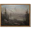 Floating Framed Canvas Wall Art - Majestic Mountain Forest Landscape Wall Decor - Natural Scenery Pictures Paintings Prints for Living Room Bedroom Bathroom Home Decoration 8x10 inch