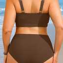 Yonique Women Plus Size High Waisted Bikini - Ribbed Two Piece Swimsuit Tummy Control Bathing Suit V-Wired 2026 Swimwear, 16 Plus