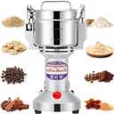 Moongiantgo Grain Mill Grinder Electric 300g Commercial Spice Grinder 1500W Stainless Steel Pulverizer Dry Grinding Machine for Wheat Corn Rice Pepper Herbs Coffee Beans (300g Upright, 110V) (Silver)