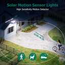 4500LM Solar Lights Outdoor, 4 Adjustable Heads Motion Sensor Lights, 3 Modes, 6500K, IP65 Waterproof Solar Security Wall Lights, Remote Control Flood Lights, Garden, Outside, Backyard, 2 Pack
