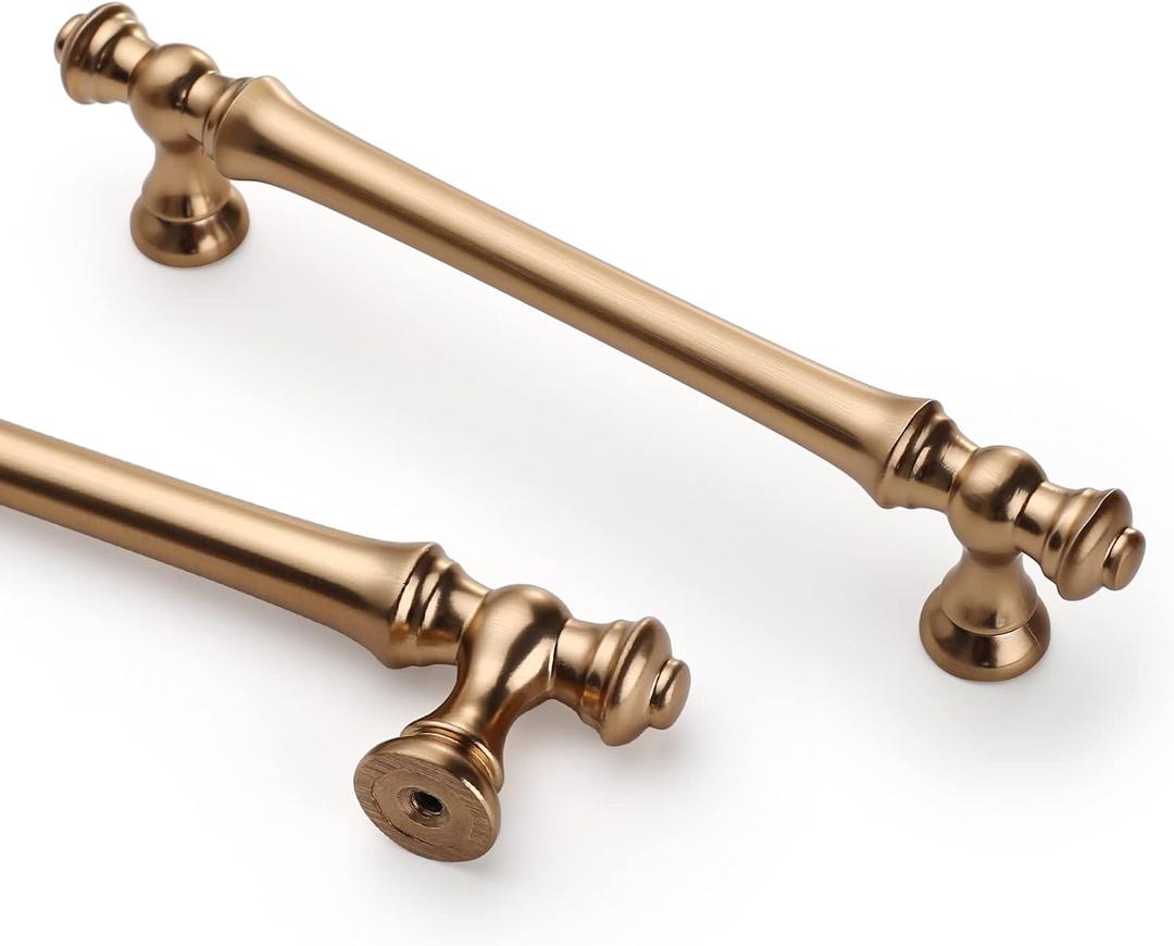 Asidrama 10 Pack 5 Inch(128mm) Champagne Bronze Kitchen Cabinet Handles,Brushed Brass Cabinet Pulls Kitchen Cabinet Hardware for Cupboard Gold Drawer Pulls (5" Hole Center)
