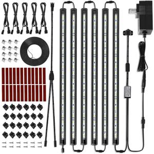 Litever LED Safe Light Kit. Human Motion Sensor Activated. 6 Slim LED Light Bars. Linkable Extendable Plug-in for Gun Safe, Locker, Closet, Showcase, in-Cabinet Under Counter Pantry. Daylight 5000K