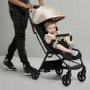 Jeep Altitude Compact Travel Stroller by Delta Children Greenguard Gold, Easy One Hand Fold, Lightweight, Extendable Canopy with Peek-a-Boo Window, Reclining Seat, 4 Wheel Suspension, Tan