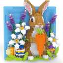 Easter Bunny 3D Wall Art Micro Mini Building Blocks Set, Cute Animal Rabbit Decor with Easter Eggs & Flowers, No Compatible with Lego, Gift Idea for Adults, STEM Toy for Boys Girls 14+ (1436 PCS)