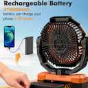 3-in-1 Camping Fan - 36000mAh Detachable Portable Fan Rechargeable with Light & Hook, Battery Powered Fans for Outdoor, Indoor, Tent, Fishing, Travel, Hurricane, Summer Gifts for Men - Orange