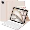 GOKOCO iPad Air 13 inch M2 2024 Case with KeyboardKeyboard Case for iPad Pro 12.9 inch 6th/5th/4th/3rd Generation with Pencil Holder, Wireless Detachable Keyboard, Auto Sleep/Wake Function, Champagne