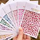10 Sheets Heart Nail Art Stickers Decals Glitter Love Hearts Nail Sticker 3D Self Adhesive Shiny Powder Effect Valentine's Day Heart Nail Design for Lovers Romantic DIY Nail Decorations Manicure