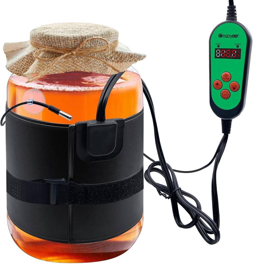 Upgraded Premium Kombucha Heating Wrap, Digital Temperature Control, Timing Function, Fits 1 to 3 Gallon Fermenter Vessels
