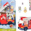 Bluey Firetruck Toy Playset with Firefighter Bingo, Bluey & Bob Bilby, Toddler Fire Truck w/ Spinning Ladder, Water Hoses for Kids Ages 3+